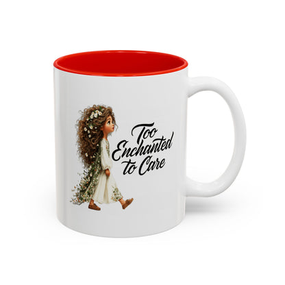 Coffee Mug – "Too Haunted To Care" Witchy Skull Accent Mug (Two-Tone, 11/15oz)