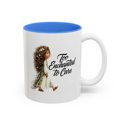 Coffee Mug – "Too Haunted To Care" Witchy Skull Accent Mug (Two-Tone, 11/15oz)