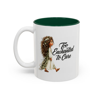 Coffee Mug – "Too Haunted To Care" Witchy Skull Accent Mug (Two-Tone, 11/15oz)