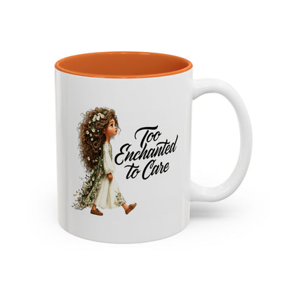 Coffee Mug – "Too Haunted To Care" Witchy Skull Accent Mug (Two-Tone, 11/15oz)