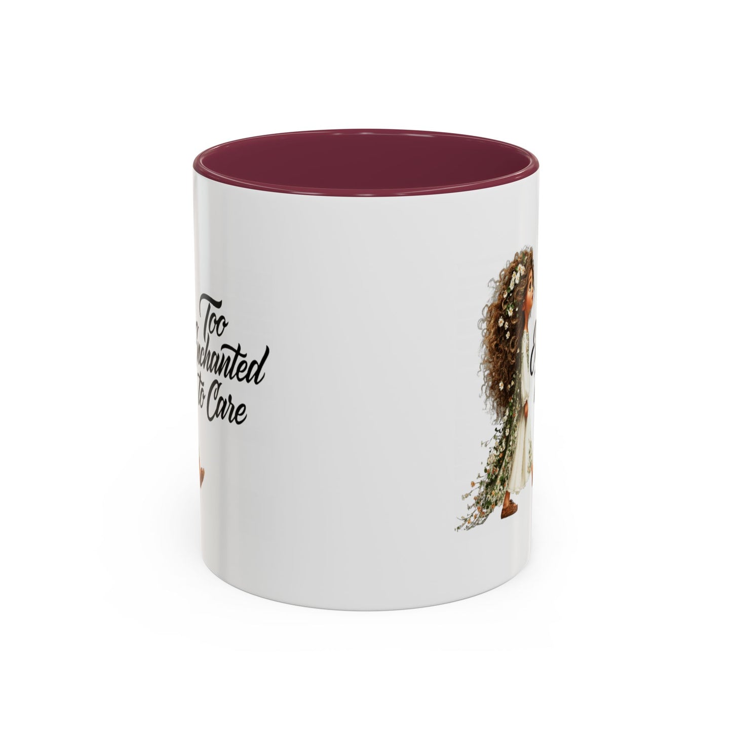 Coffee Mug – "Too Haunted To Care" Witchy Skull Accent Mug (Two-Tone, 11/15oz)