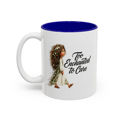 Coffee Mug – "Too Haunted To Care" Witchy Skull Accent Mug (Two-Tone, 11/15oz)