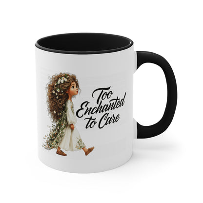 Pink Accent Ceramic Mug — Cozy Floral Dog Illustration