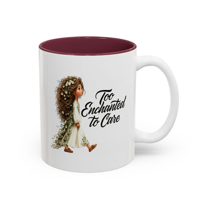 Coffee Mug – "Too Haunted To Care" Witchy Skull Accent Mug (Two-Tone, 11/15oz)