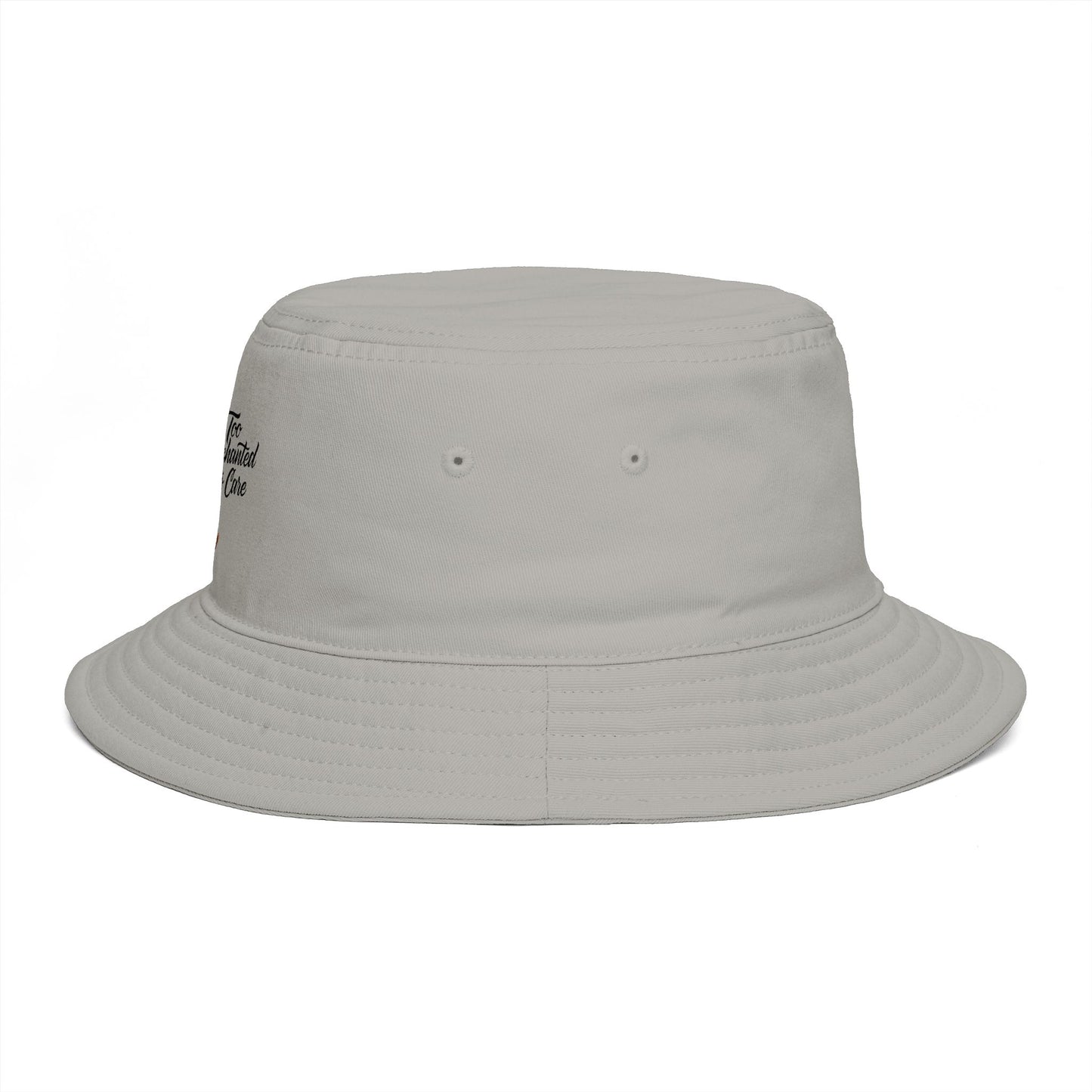 Bucket Hat - 'Too Beautiful to Care' Floral Girl Embroidered Sun Hat