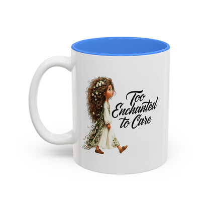Coffee Mug – "Too Haunted To Care" Witchy Skull Accent Mug (Two-Tone, 11/15oz)