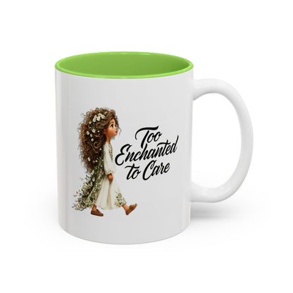 Coffee Mug – "Too Haunted To Care" Witchy Skull Accent Mug (Two-Tone, 11/15oz)