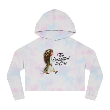 Cropped Hoodie - "Too Enchanted to Care" Boho Girl Graphic