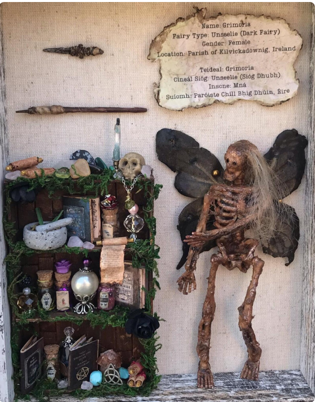 Mummified Dead Female Dark Fairy, Shadowbox, fairycore, oddities,goblincore, taxidermy