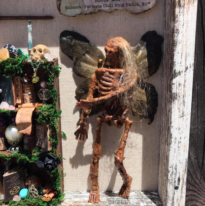 Mummified Dead Female Dark Fairy, Shadowbox, fairycore, oddities,goblincore, taxidermy