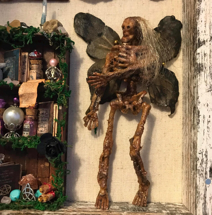 Mummified Dead Female Dark Fairy, Shadowbox, fairycore, oddities,goblincore, taxidermy