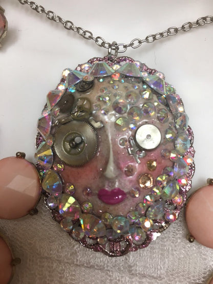 Spirit Doll Face Necklace, Art Doll,