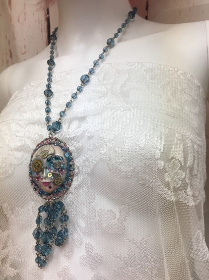 Spirit Art Doll Face Steampunk Necklace