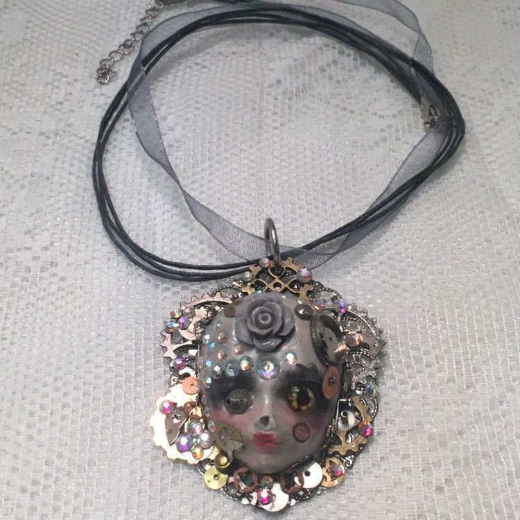 Spirit Art Doll Face Necklace