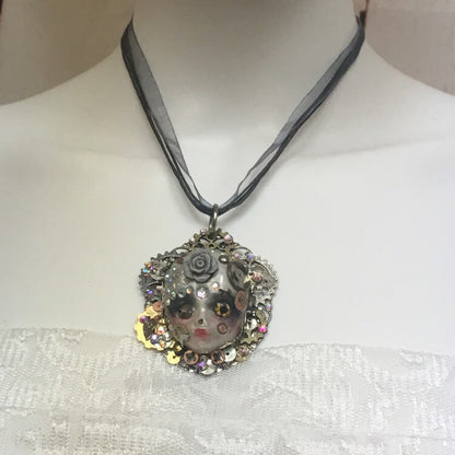 Spirit Art Doll Face Necklace