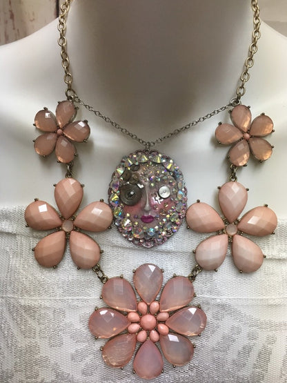 Spirit Doll Face Necklace, Art Doll,