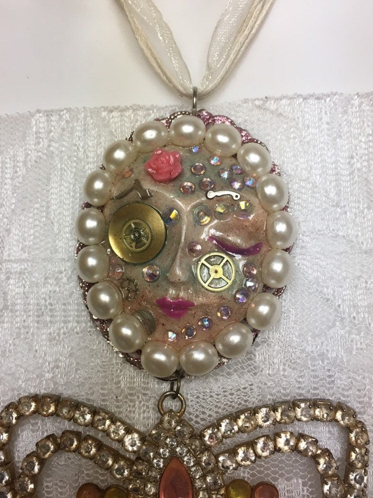 Spirit Doll Face Art Necklace