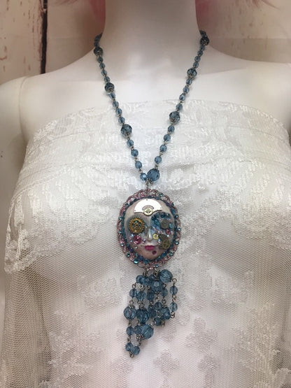 Spirit Art Doll Face Steampunk Necklace