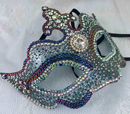 Handmade Rhinestone Masquerade Mask: Party, Purim, Burning Man