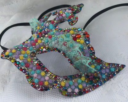 Handmade Rhinestone Masquerade Mask: Roses, Lace, Party Mask