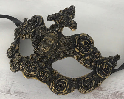 Black Masquerade Ball Mask, Party Mask, Masquerade Mask, Handmade Mask, Roses, Masks for Women, Purim Mask, Burning Man Mask, Wedding Mask