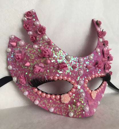 Masquerade Ball Mask, Party Mask, Masquerade Mask, Handmade Mask, Roses, Masks for Women, Purim Mask, Wedding Mask, Pink Dragon Dragon