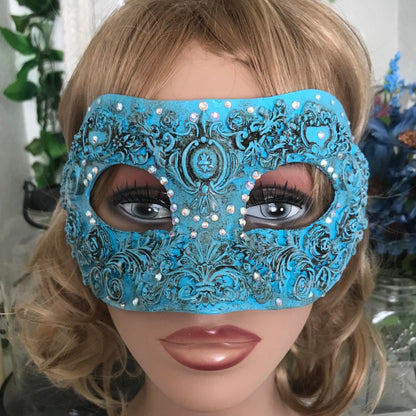 Handmade Rhinestone Masquerade Mask: Rose Party Mask