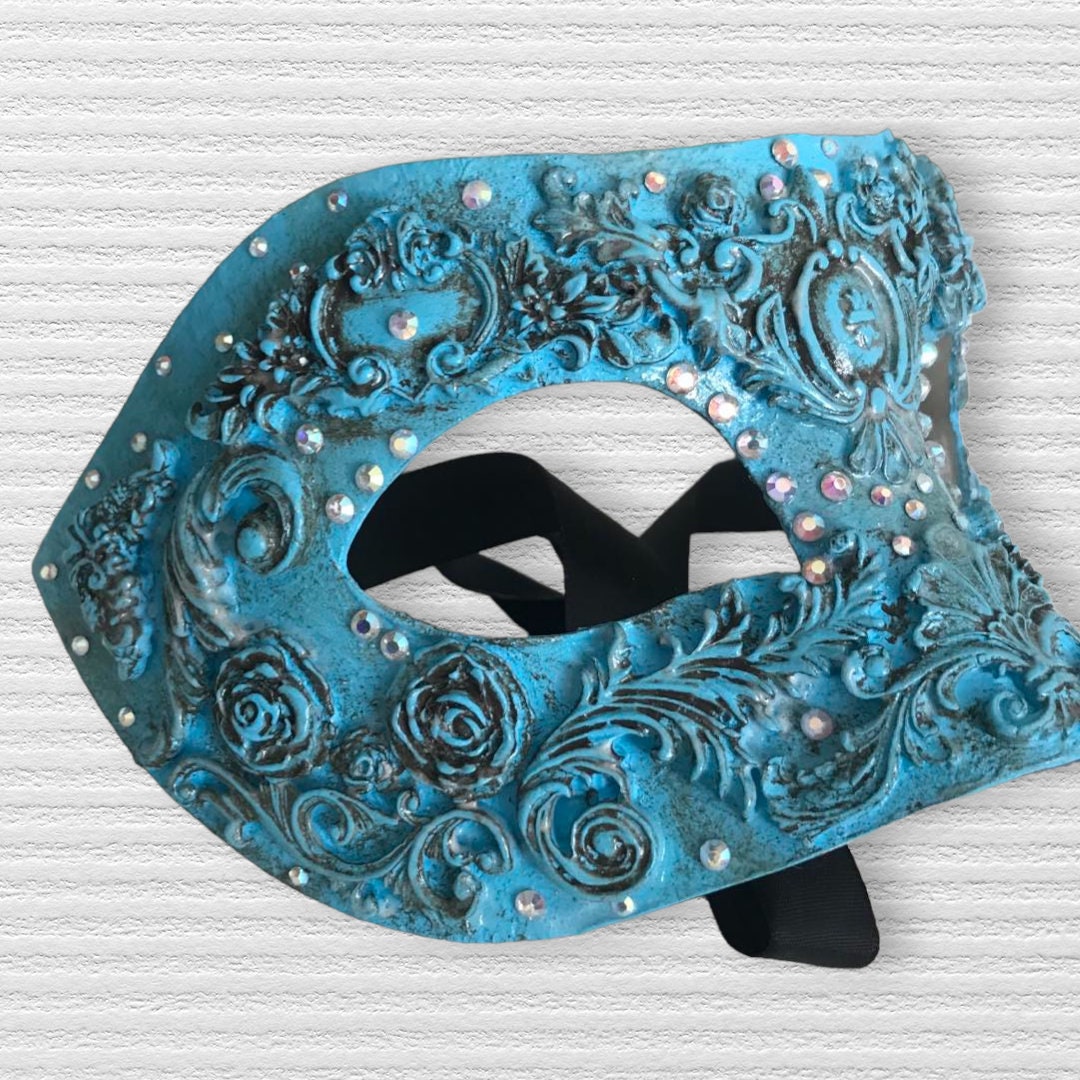 Handmade Rhinestone Masquerade Mask: Rose Party Mask