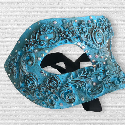 Handmade Rhinestone Masquerade Mask: Rose Party Mask