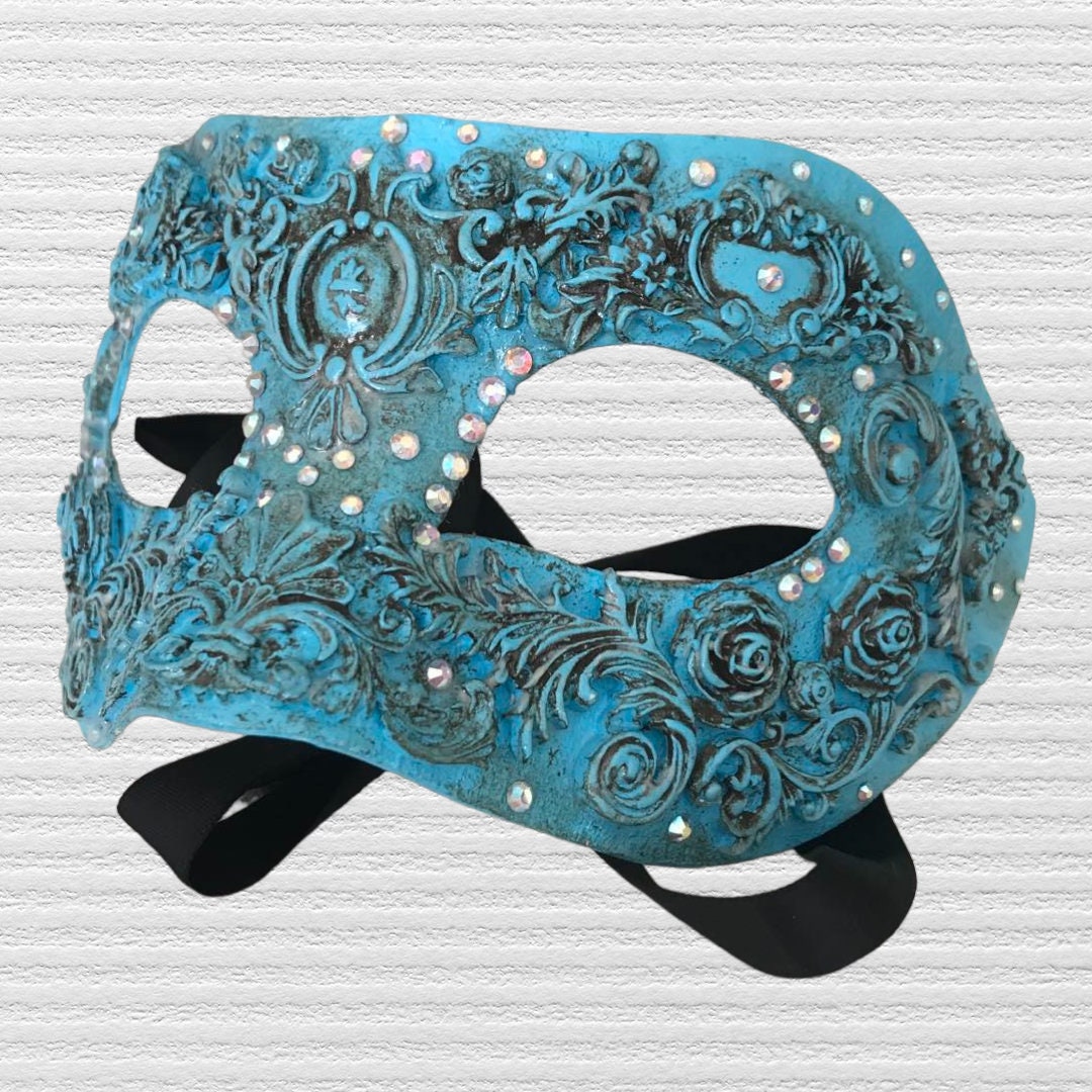 Handmade Rhinestone Masquerade Mask: Rose Party Mask