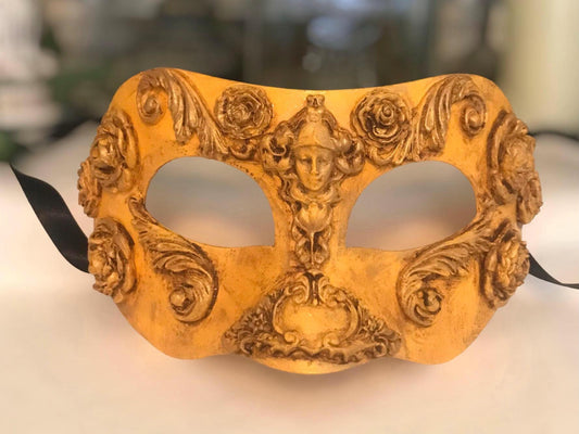Yellow Masquerade Ball Mask, Party Mask, Masquerade Mask, Handmade Mask, Roses, Masks for Women, Purim Mask, Burning Man Mask, Wedding Mask