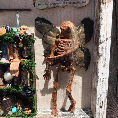 Mummified Dead Female Dark Fairy, Shadowbox, fairycore, oddities,goblincore, taxidermy, shadow Box
