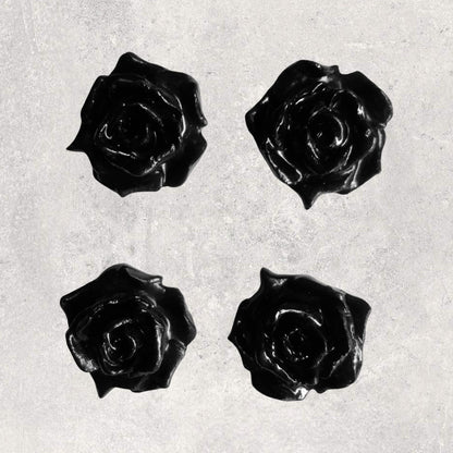 Handmade Clay Black Rose Magnet – Floral Fridge Decor, Cottagecore Gift, Rustic Clay Art