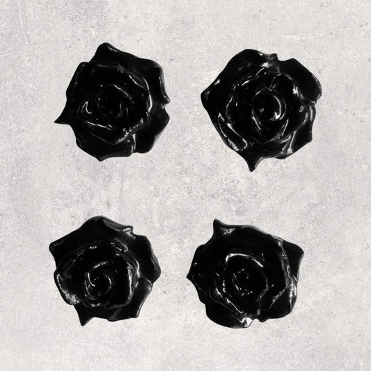 Handmade Clay Black Rose Magnet – Floral Fridge Decor, Cottagecore Gift, Rustic Clay Art