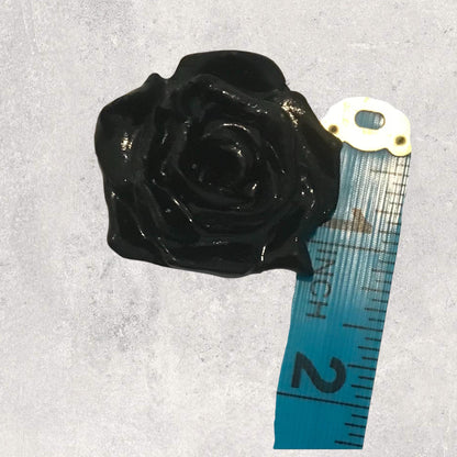 Handmade Clay Black Rose Magnet – Floral Fridge Decor, Cottagecore Gift, Rustic Clay Art