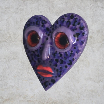 Handmade Creepling Two-Eyed Heart Magnet: Quirky Sculpture, Hand Painted, 2" Collectible