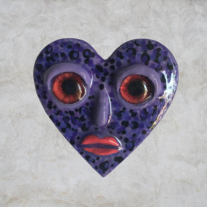 Handmade Creepling Two-Eyed Heart Magnet: Quirky Sculpture, Hand Painted, 2" Collectible