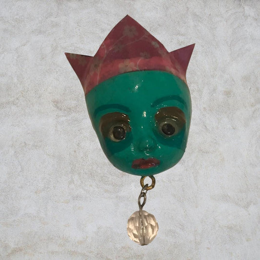 Handpainted Monster Fridge Magnet: Crowned Fae Goblin Kitchen Decor