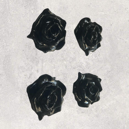 Handmade Clay Black Rose Magnet – Floral Fridge Decor, Cottagecore Gift, Rustic Clay Art