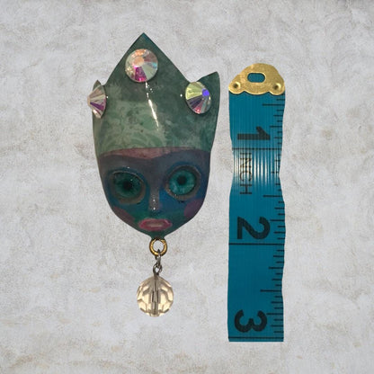 Handpainted Monster Fridge Magnet: Crowned Fae Goblin Kitchen Decor
