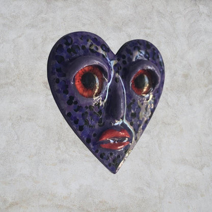 Handmade Creepling Two-Eyed Heart Magnet: Quirky Sculpture, Hand Painted, 2" Collectible