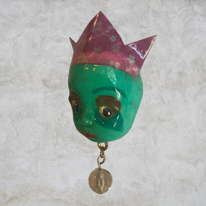 Handpainted Monster Fridge Magnet: Crowned Fae Goblin Kitchen Decor
