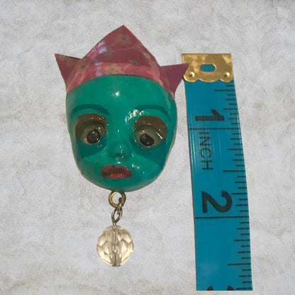 Handpainted Monster Fridge Magnet: Crowned Fae Goblin Kitchen Decor