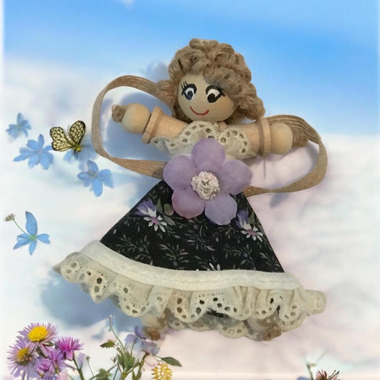 Cottage Fairy Magnet – Handmade Rustic Jute Hair Fairy Decor Wood