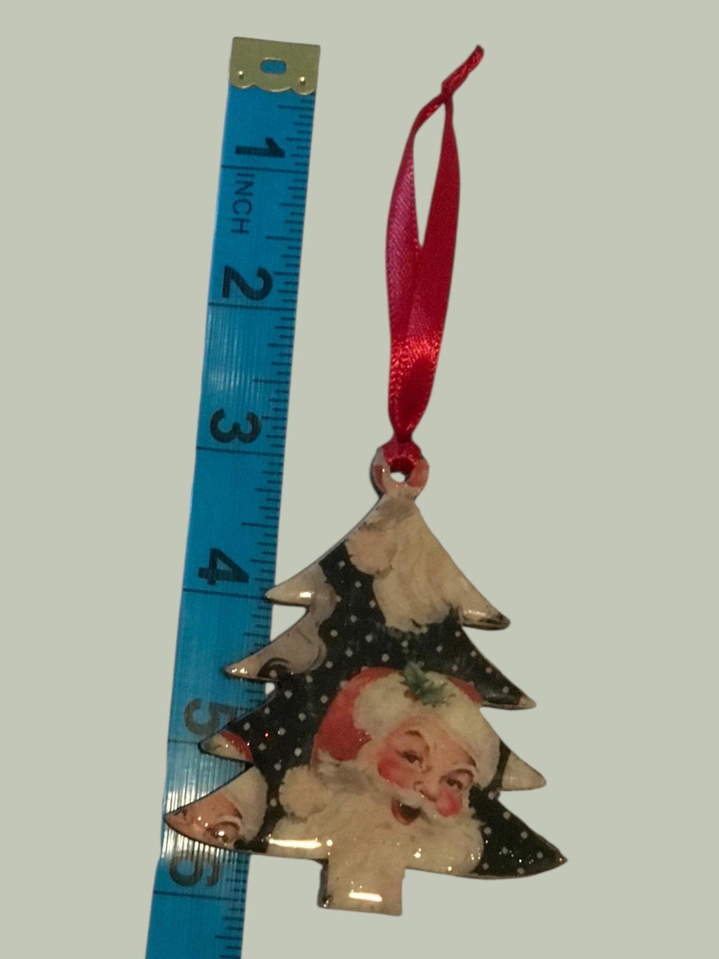 Vintage Inspired Santa Christmas Tree Ornaments – Handmade Double-Sided Wood Ornament