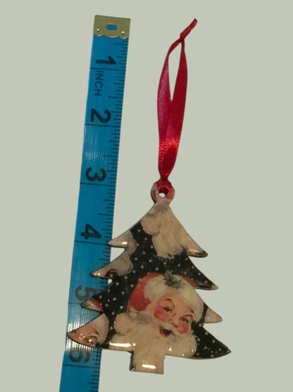 Vintage Inspired Santa Christmas Tree Ornaments – Handmade Double-Sided Wood Ornament