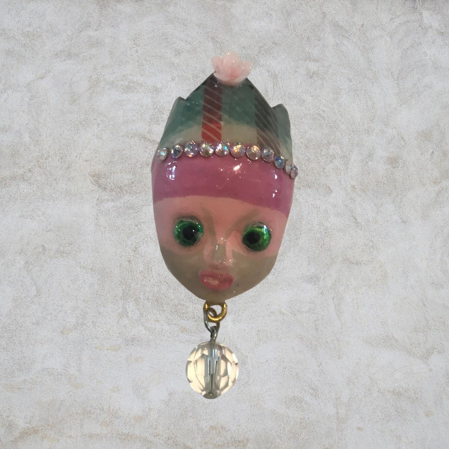 Handpainted Monster Fridge Magnet: Crowned Fae Creepling Goblin