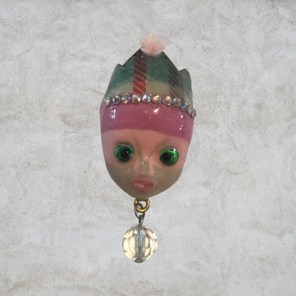 Handpainted Monster Fridge Magnet: Crowned Fae Creepling Goblin