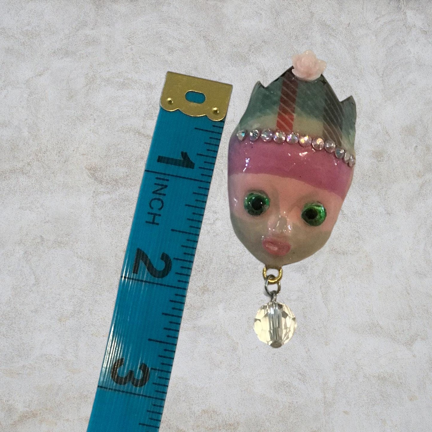 Handpainted Monster Fridge Magnet: Crowned Fae Creepling Goblin