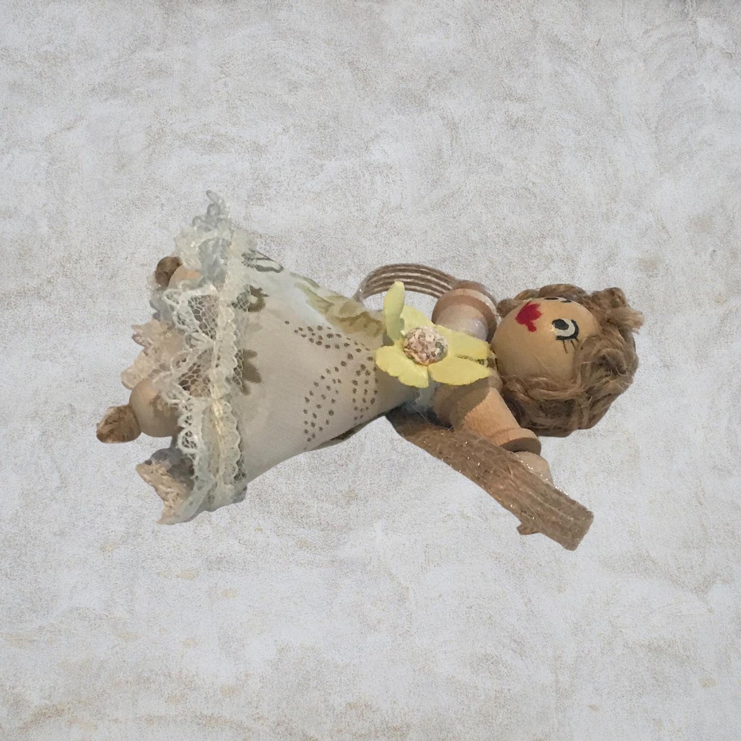 Cottage Fairy Magnet – Handmade Rustic Jute Hair Fairy Decor Wood